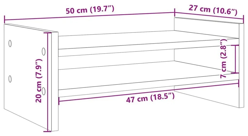 Βάση Οθόνης Γκρι Sonoma 50x27x20 εκ. από Επεξεργασμένο Ξύλο - Γκρι