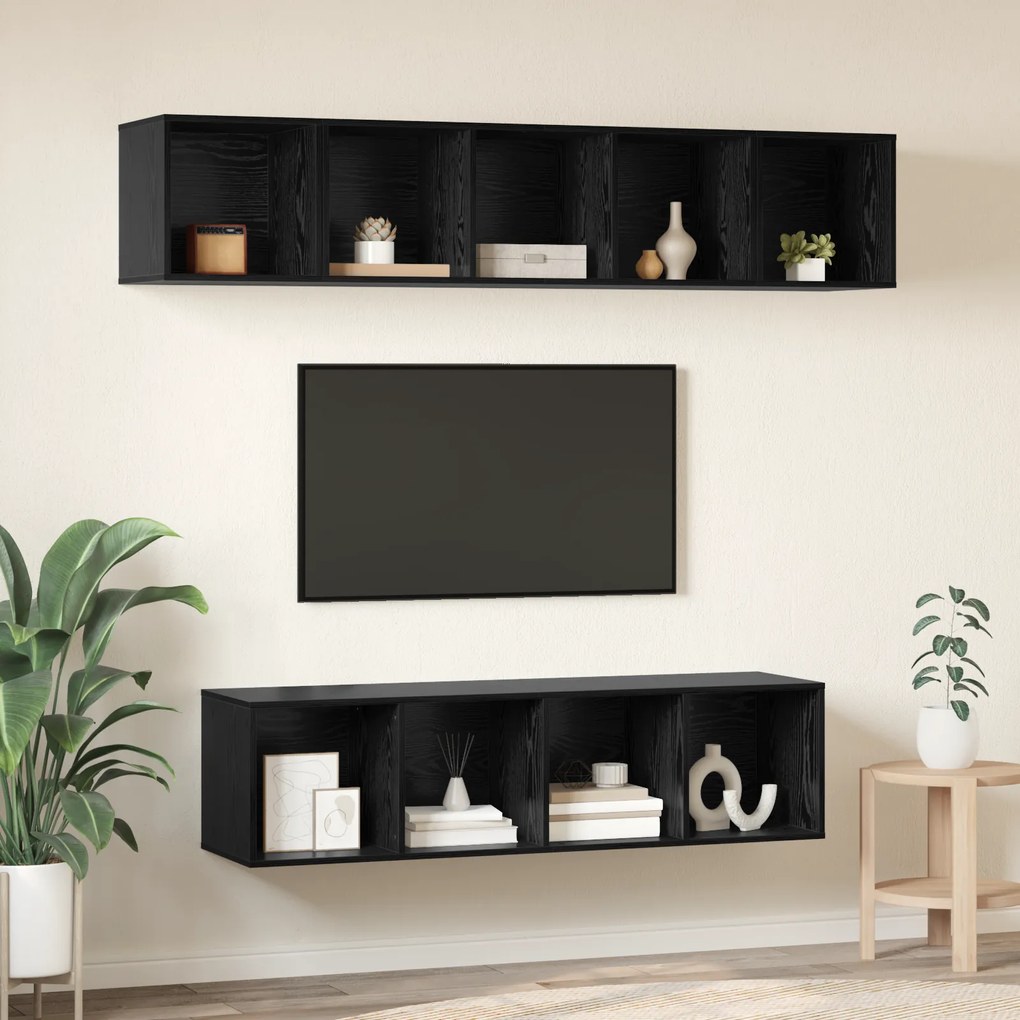 vidaXL Σετ επίπλου τηλεόρασης 4 pcs Μαύρη δρυς 37 x 37 x 142.5 εκ