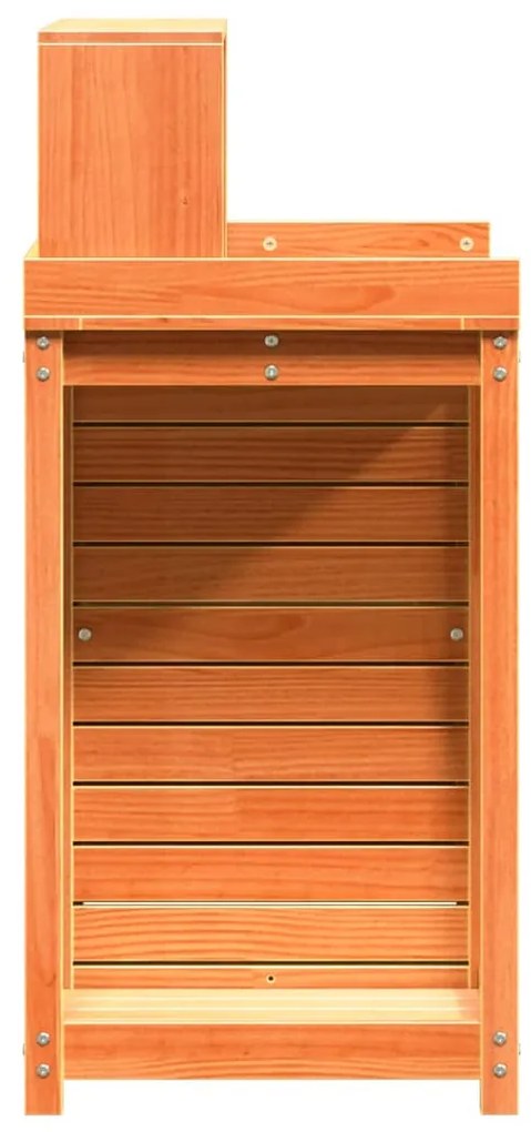 Τραπέζι Κηπουρικής με Ράφια Καφέ 82,5x50x109,5 εκ. Μασίφ Πεύκο - Καφέ