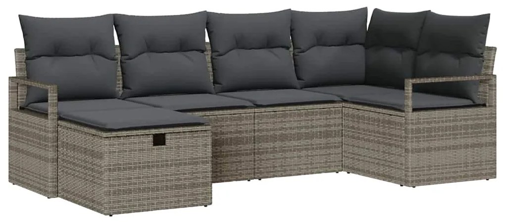 vidaXL Σετ Καναπέ Κήπου 6 pcs Γκρι 232 x 122 x 85 εκ. Πολυ ράταν