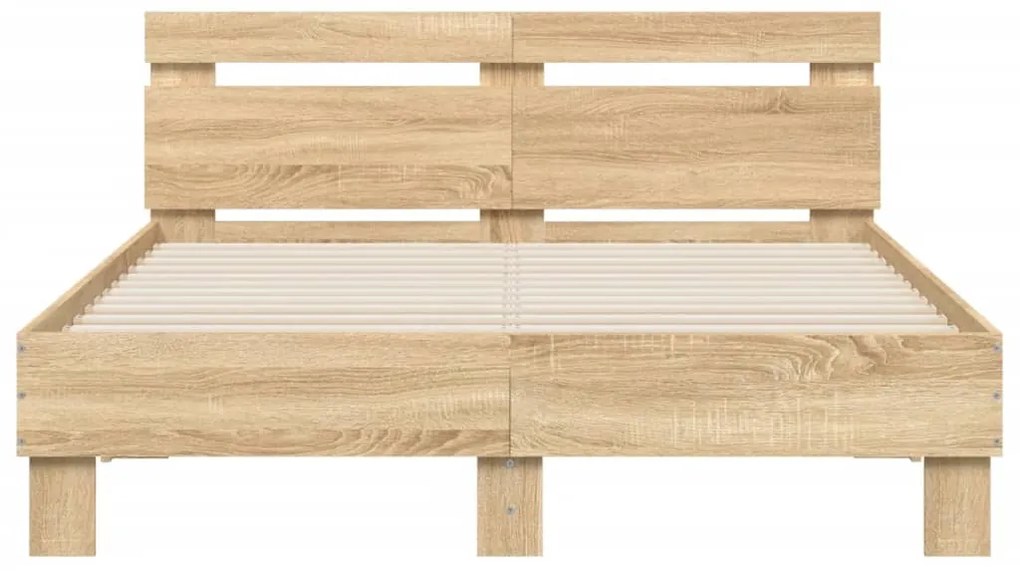 vidaXL Πλαίσιο Κρεβατιού με Κεφαλάρι/LED Sonoma Δρυς 135 x 190 εκ.