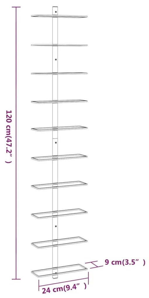 vidaXL Ραφιέρες Κρασιών Τοίχου για 10 Φιάλες 2 τεμ. Λευκές Μεταλλικές