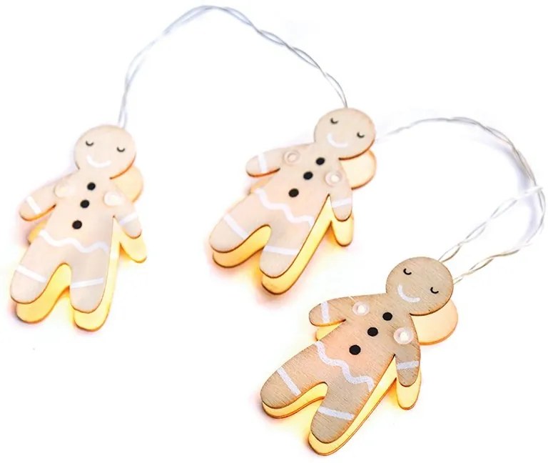LED λαμπάκια σε σειρά Wooden gingerbread  (10 τεμάχια)