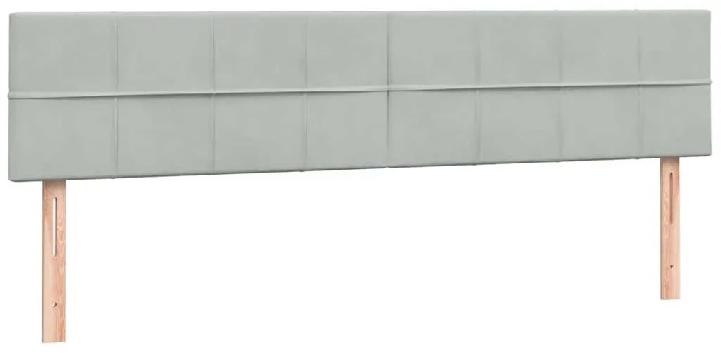 Box Spring κρεβάτι με στρώματα ανοιχτό γκρι 200x210cm Βελούδινο - Γκρι