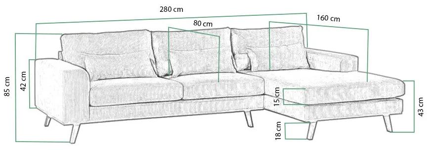 Γωνιακός Καναπές Seattle K105, Πράσινο, 280x160x85cm, Πόδια: Ξύλο, Ξύλο: Πεύκο | Epipla1.gr