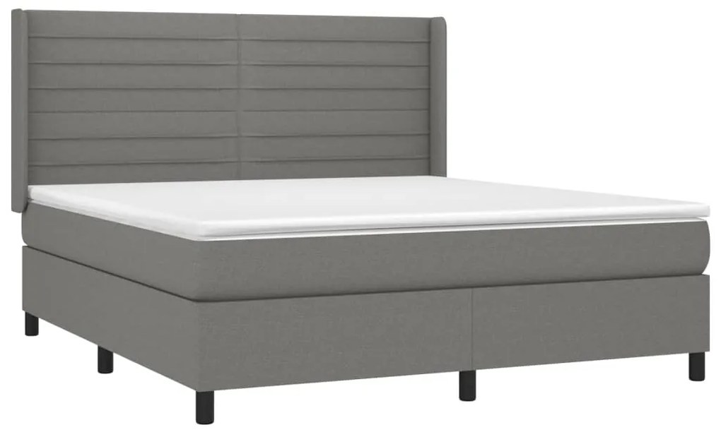 ΚΡΕΒΑΤΙ BOXSPRING ΜΕ ΣΤΡΩΜΑ &amp; LED ΣΚ.ΓΚΡΙ 160X200 ΕΚ ΥΦΑΣΜΑΤΙΝΟ 3138406