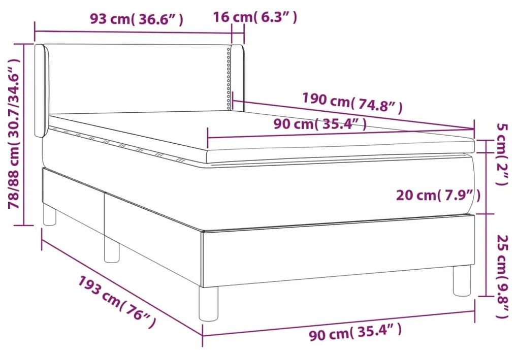 ΚΡΕΒΑΤΙ BOXSPRING ΜΕ ΣΤΡΩΜΑ ΚΡΕΜ 90X190 ΕΚ.ΥΦΑΣΜΑΤΙΝΟ 3129598