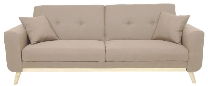 Καναπές-κρεβάτι Carmelo pakoworld με μπεζ-καφέ ύφασμα 214x80x86εκ