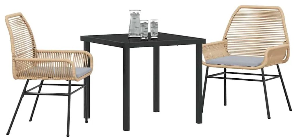 vidaXL Σέτ φαγητού για κήπο 3 pcs Καφέ συνθετικό ρατάν