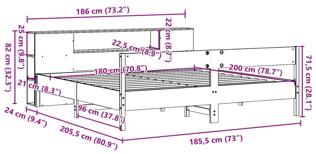 ΚΡΕΒΑΤΙ ΒΙΒΛΙΟΘΗΚΗ ΧΩΡΙΣ ΣΤΡΩΜΑ 180X200 ΕΚ ΜΑΣΙΦ ΞΥΛΟ ΠΕΥΚΟΥ 3322939