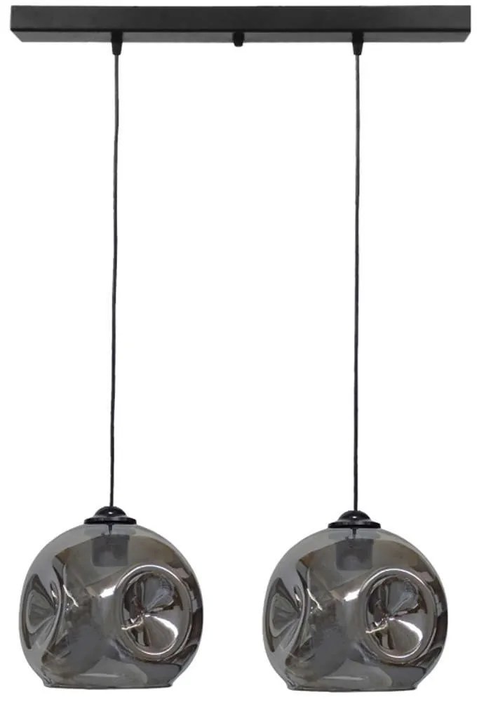 Φωτιστικό Οροφής - Ράγα Pop 02-0394 2/Ε27 Φ20x55x100cm Fume-Black Heronia Metal, Glass