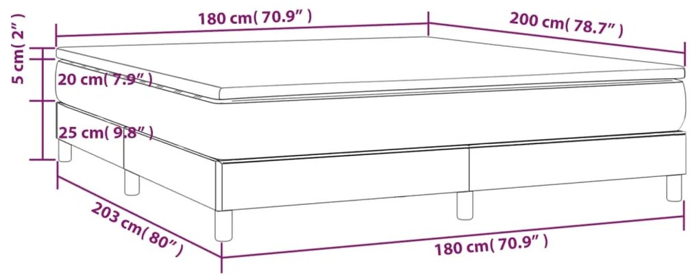 Κρεβάτι Boxspring με Στρώμα Σκούρο Γκρι 180x200 εκ. Βελούδινο - Γκρι