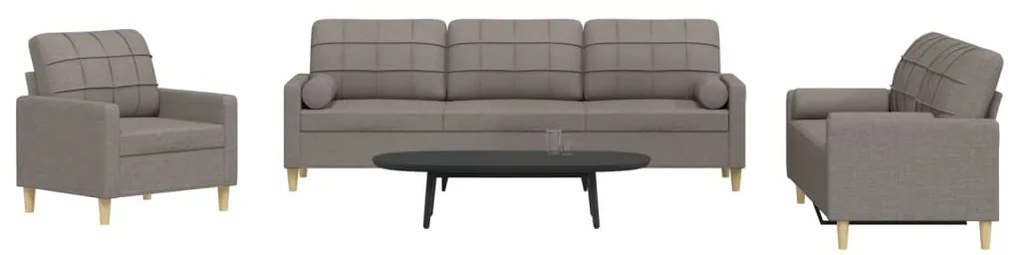 vidaXL Σετ Σαλονιού 3 Τεμαχίων Taupe από Διακοσμητικά Μαξιλάρια Ύφασμα