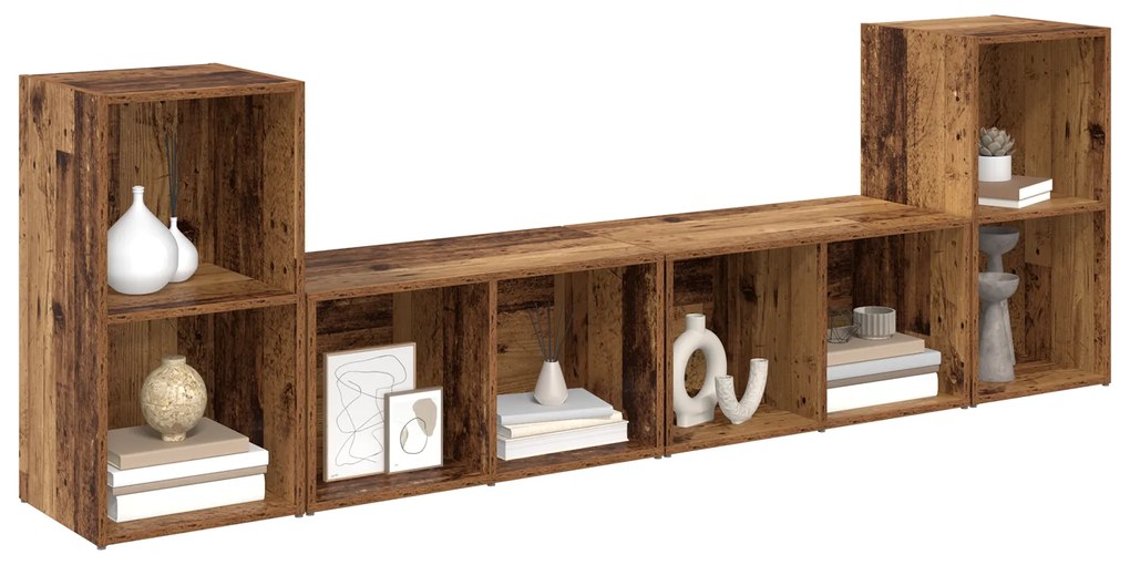 vidaXL Σετ επίπλου τηλεόρασης 4 pcs Παλαιό ξύλο 37 x 35 x 72 εκ.