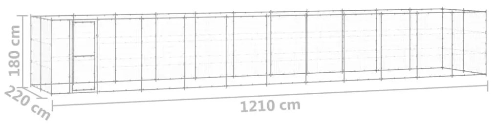 vidaXL Κλουβί Σκύλου Εξωτερικού Χώρου 26,62 μ² από Γαλβανισμένο Χάλυβα