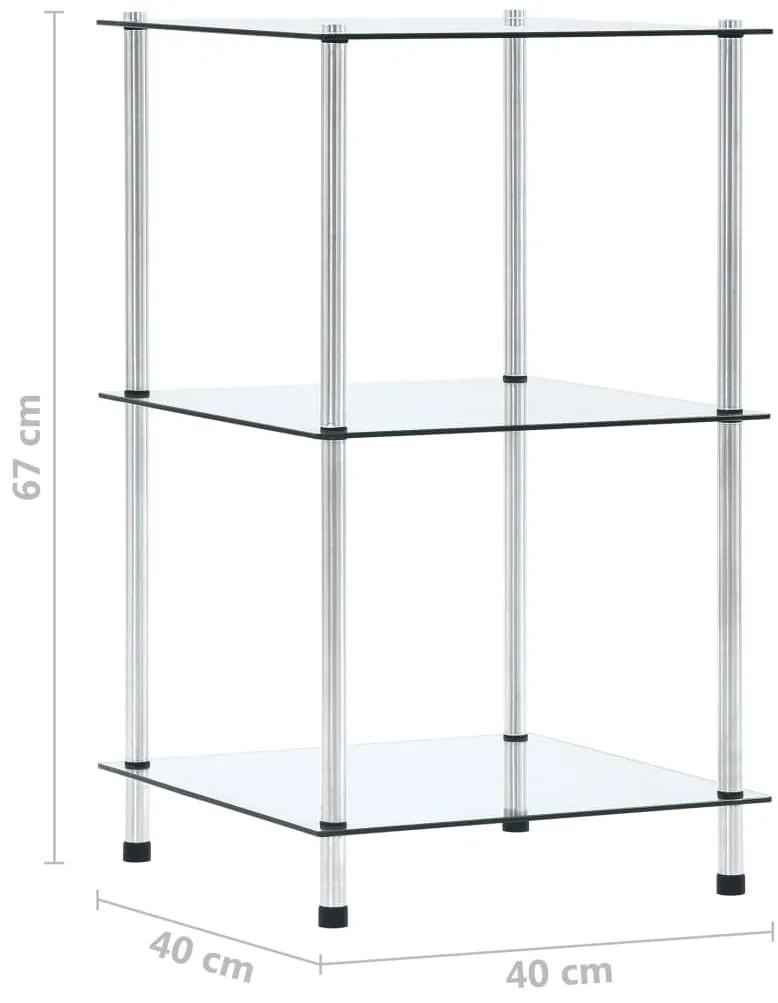vidaXL Ράφι Διαφανές 3 Επιπέδων 40 x 40 x 67 εκ. από Ψημένο Γυαλί