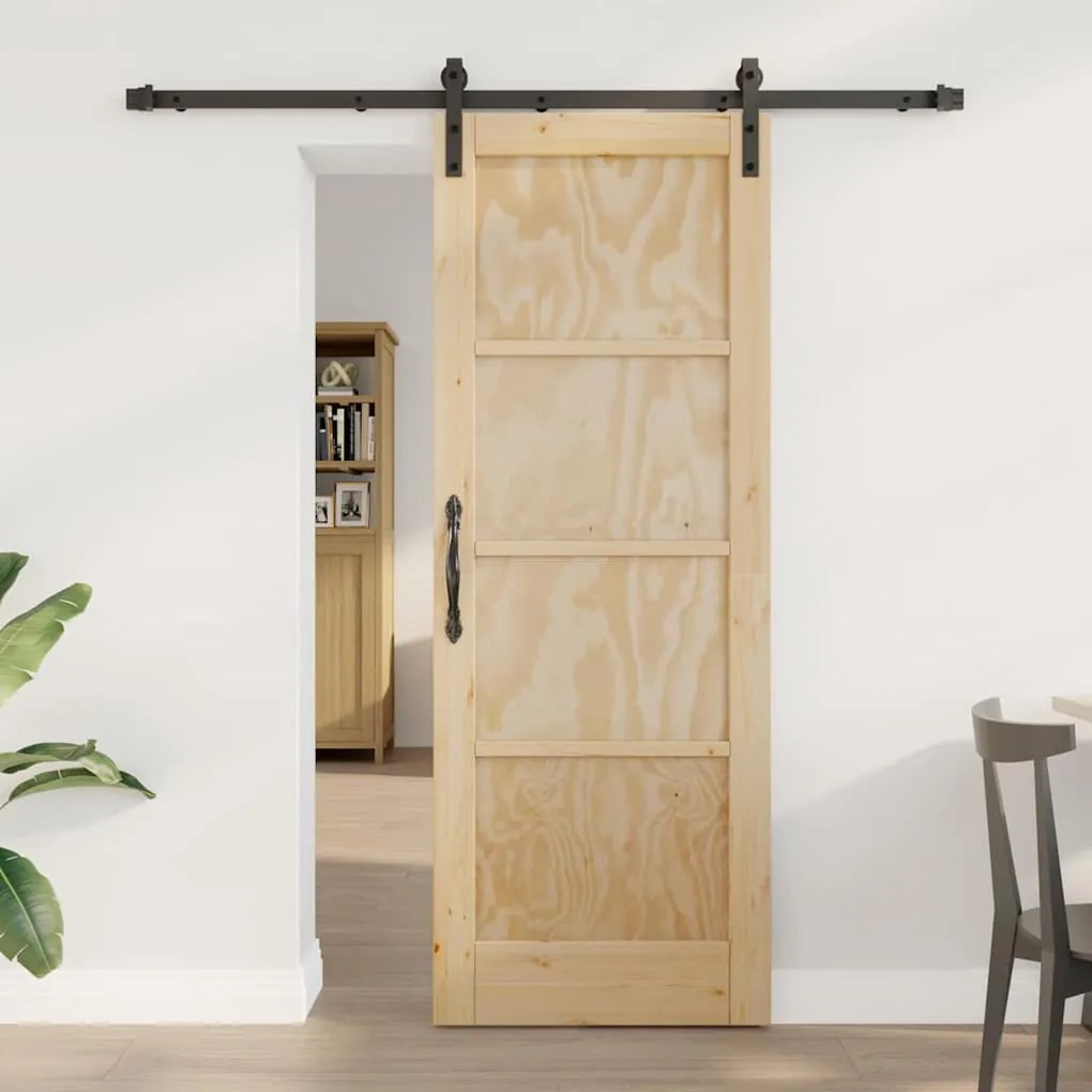 vidaXL Συρόμενη Πόρτα Φυσικό και μαύρο 73.5 x 198.5 εκ.