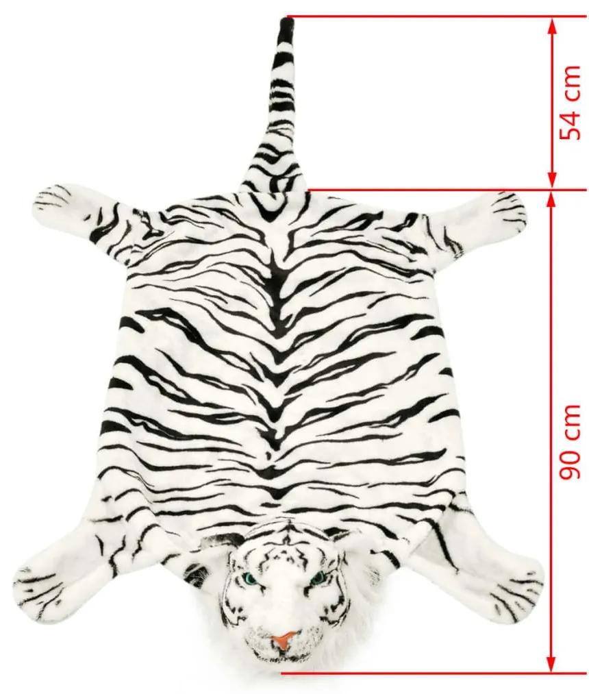Χαλί Τίγρης Λευκό 144 εκ. Βελουτέ - Λευκό