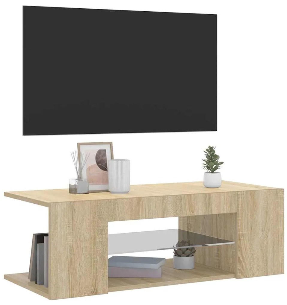 vidaXL Έπιπλο Τηλεόρασης με LED Sonoma Δρυς 90x39x30 εκ.