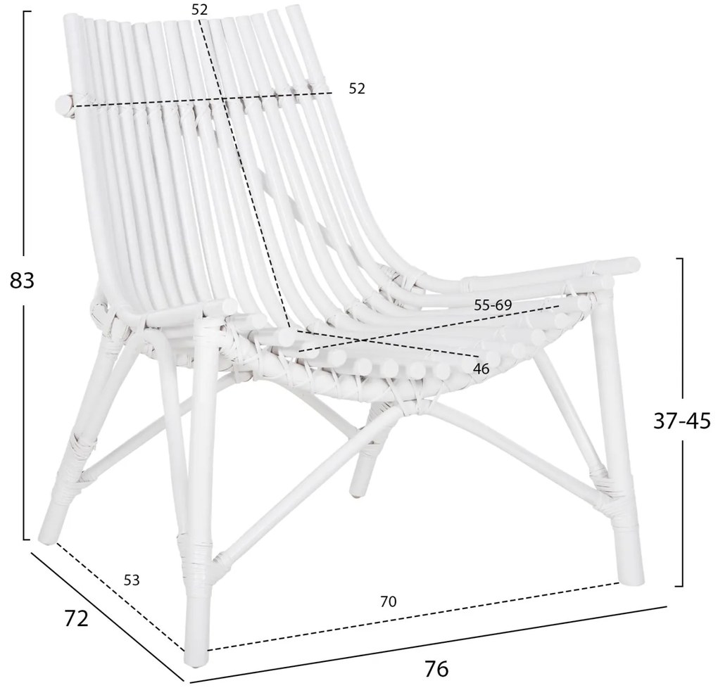 Καρέκλα CELLION C9812.03 Ράβδοι Rattan σε Λευκό Xρώμα 76x72x83Υεκ. 76x72x83 εκ.