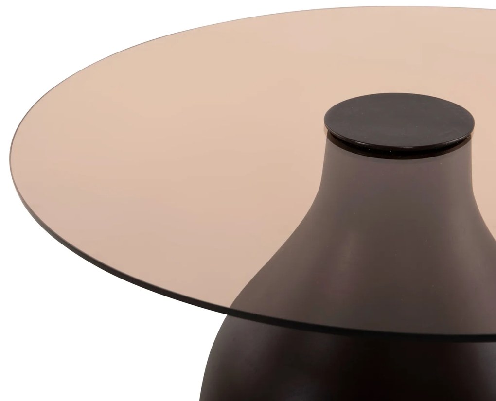 ΒΟΗΘΗΤΙΚΑ ΤΡΑΠΕΖΑΚΙΑ 2ΤΜΧ CHANG HM9668 ΞΥΛΟ MANGO-ΓΥΑΛΙ TOP Φ55x49,5Υ &amp; Φ40x36,5Υεκ.