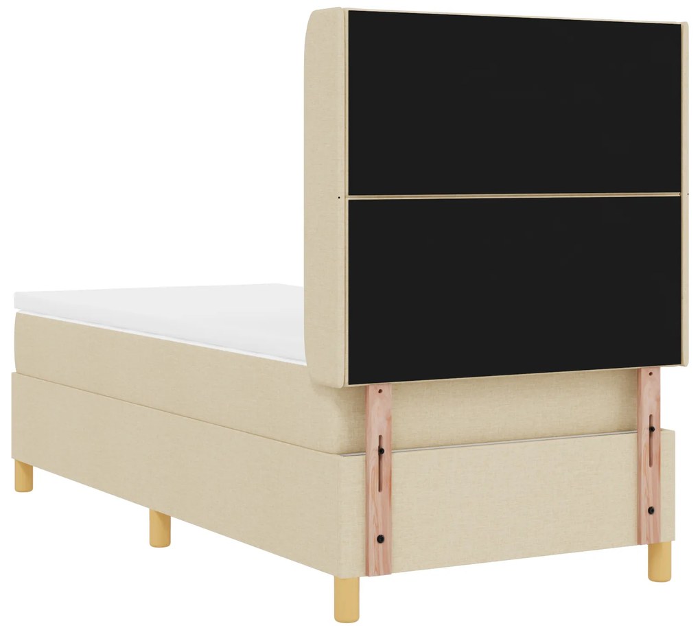 vidaXL Κρεβάτι με ελατήριο με στρώμα Κρεμ 100 x 200 cm ύφασμα
