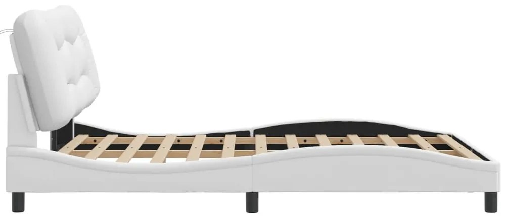 vidaXL Πλαίσιο κρεβατιού χωρίς Στρώμα Hvar Λευκό 140x190 εκ. Συνθετικό Δέρμα