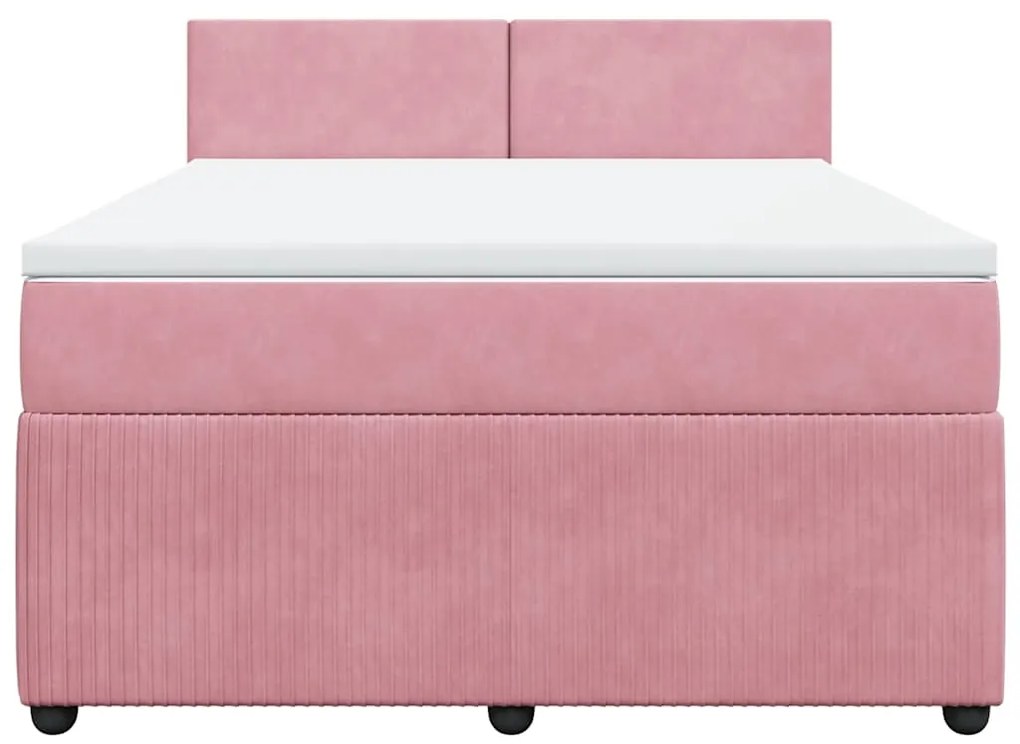 vidaXL Κρεβάτι Boxspring με Στρώμα Ροζ 140x200 εκ. Βελούδινο