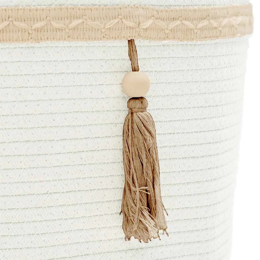 vidaXL Καλάθι Αποθήκευσης Λευκό Ø38 x 36 εκ. Βαμβακερό