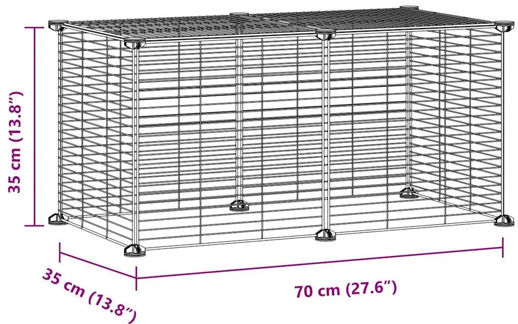vidaXL Κλουβί για Κατοικίδια με 8 Πάνελ Μαύρο 35 x 35 εκ. Ατσάλινο