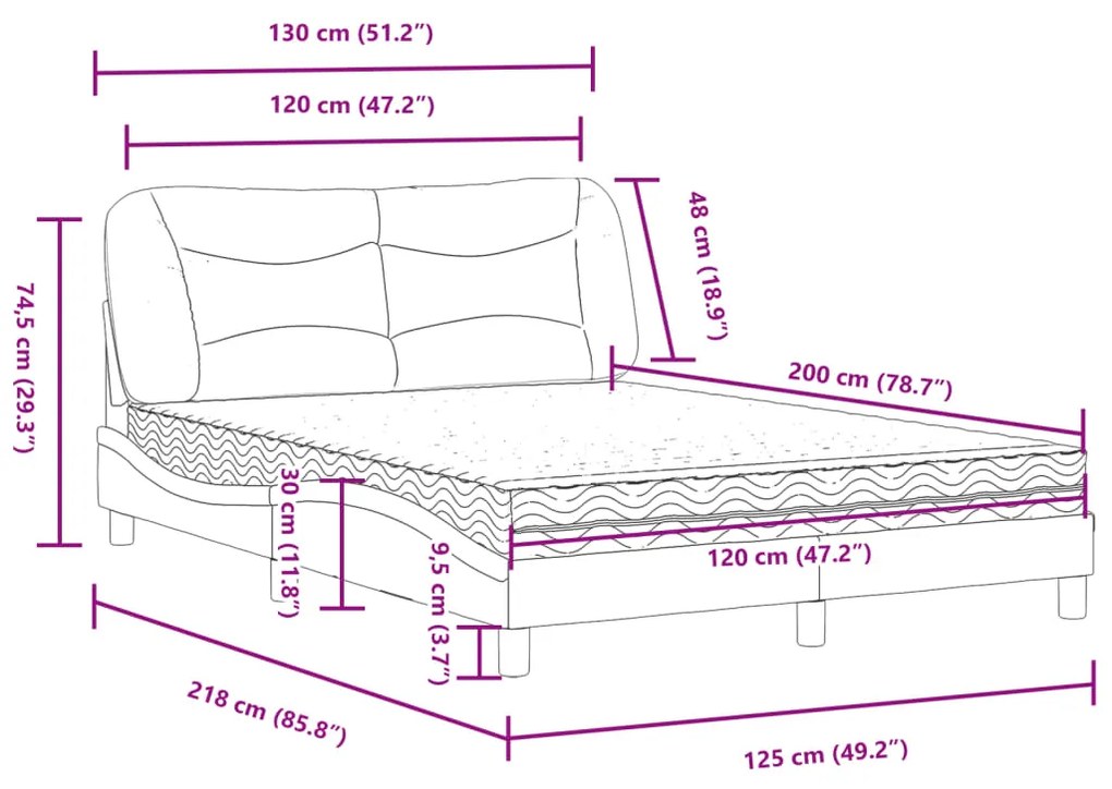 ΚΡΕΒΑΤΙ ΜΕ ΣΤΡΩΜΑ ΜΑΥΡΟ ΚΑΙ ΛΕΥΚΟ 120 X 200 ΕΚ. ΣΥΝΘΕΤΙΚΟ ΔΕΡΜΑ 3208715