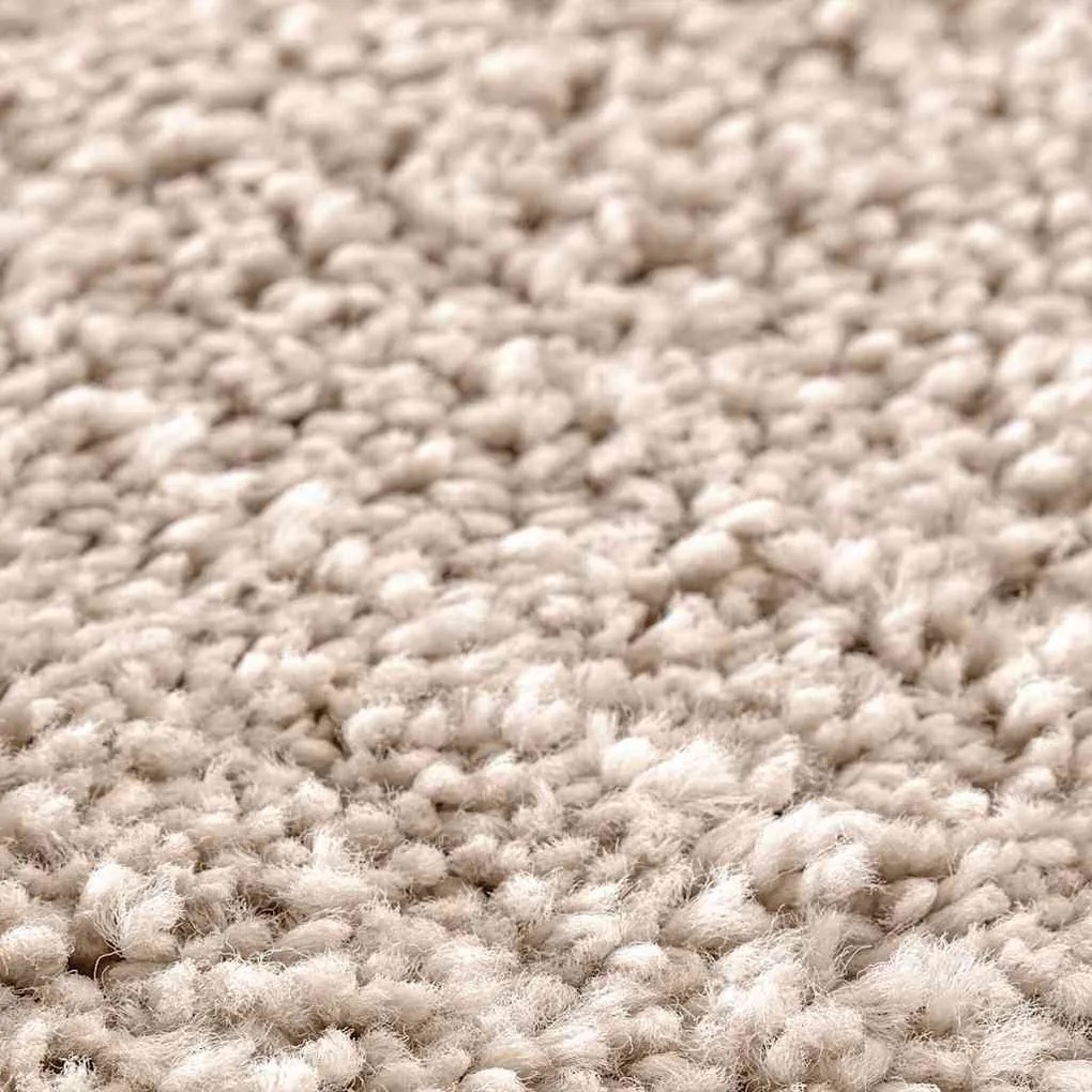 vidaXL Αντιολισθητικό Σαγκί Χαλάκι Κρεμ 120 x 120 cm PP