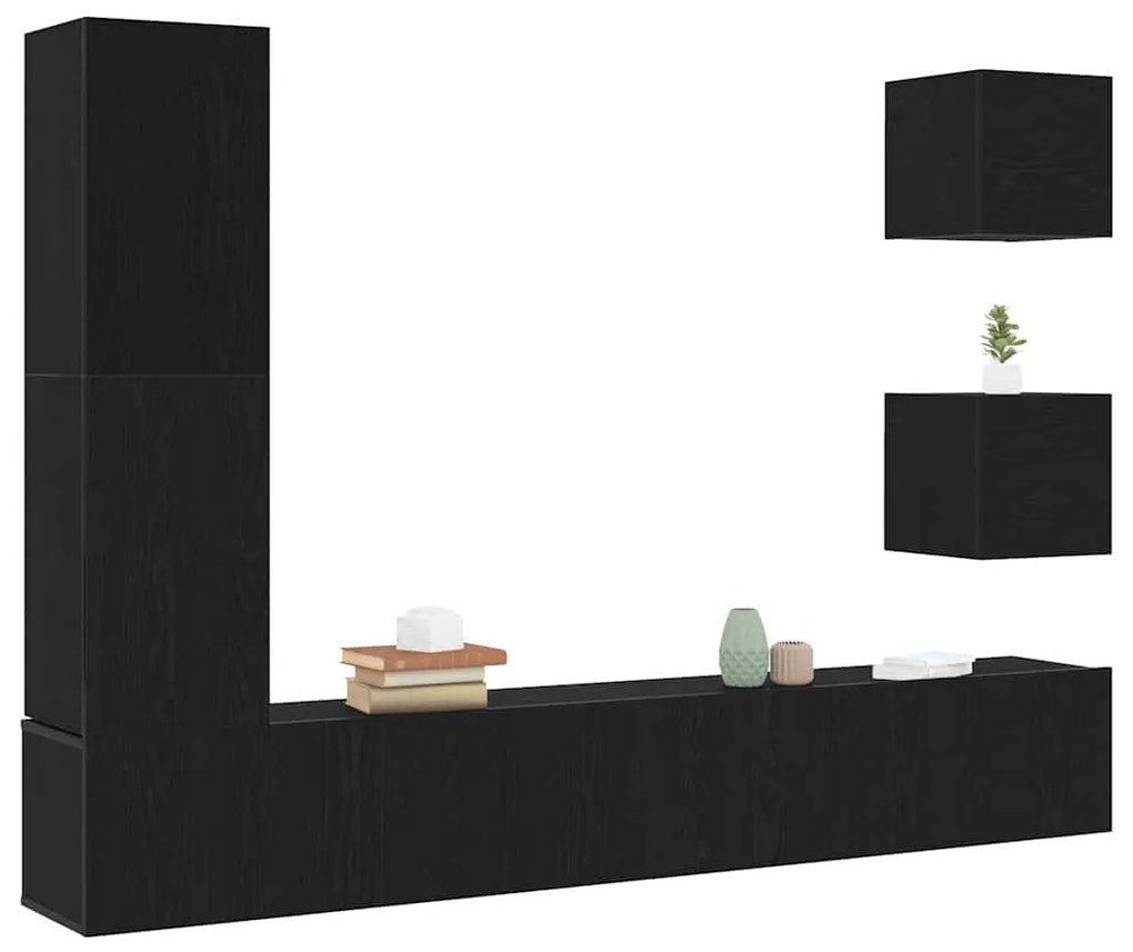 vidaXL Σετ Τηλεοπτικής Ντούσας 6 pcs Μαύρη δρυς 160 x 30 x 30.5 εκ.