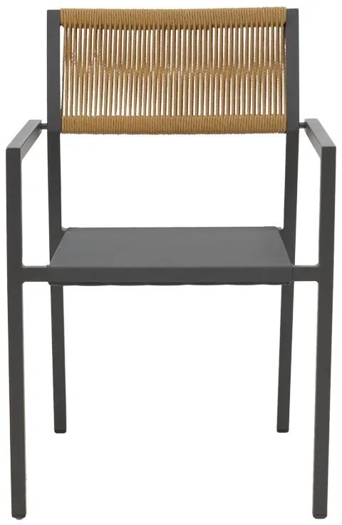 Καρέκλα - Πολυθρόνα αλουμινίου Savor στοιβαζόμενη ανθρακί σκελετός-textilene φυσικό rattan 55x58x63 εκ. 55x58x83 εκ.