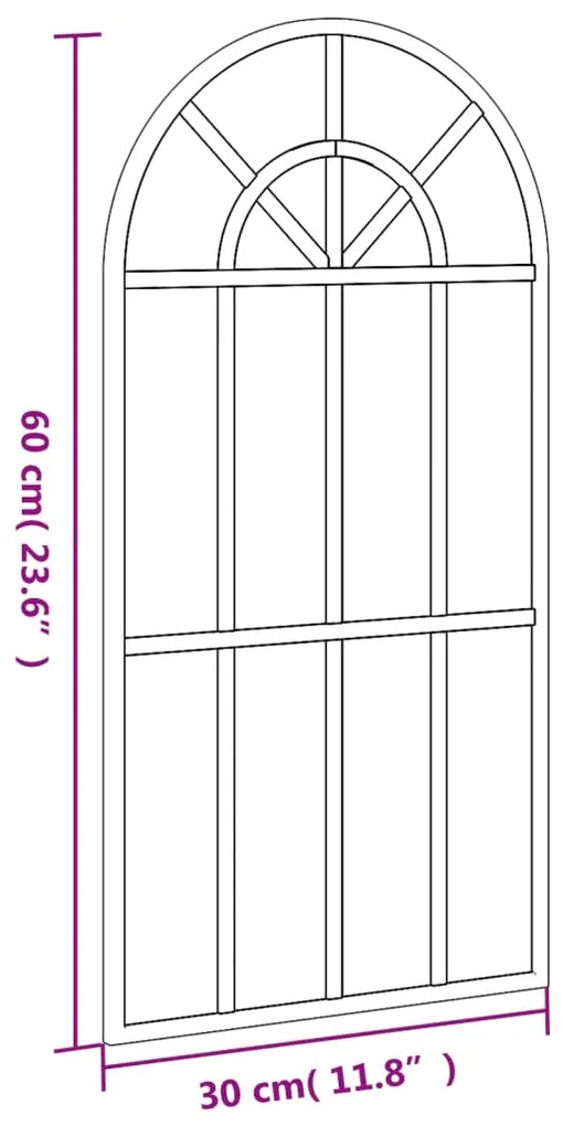 Καθρέφτης Τοίχου Αψίδα Μαύρος 30x60 εκ. από Σίδερο - Μαύρο