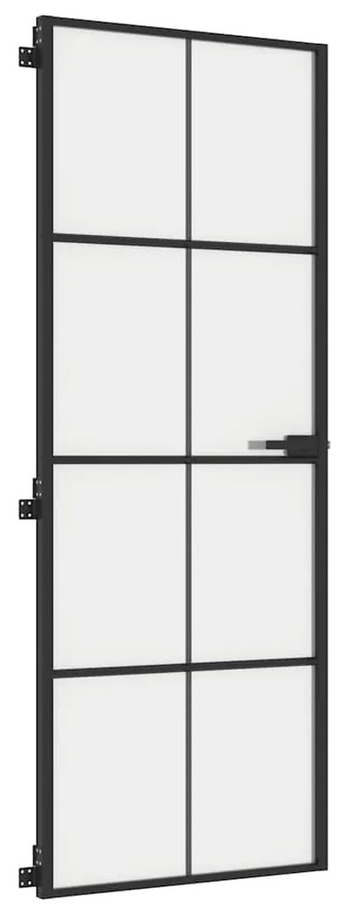 vidaXL Εσωτερική Πόρτα Μαύρη 76x201,5 εκ. Ψημένο Γυαλί και Αλουμίνιο