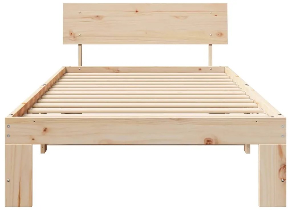 vidaXL Σκελετός Κρεβατιού Καφέ 90 x 190 cm Μασίφ ξύλο πεύκου