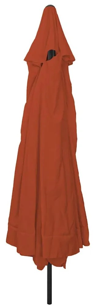 vidaXL Ομπρέλα Κήπου Τερακότα 395 x 395 x 245 εκ.