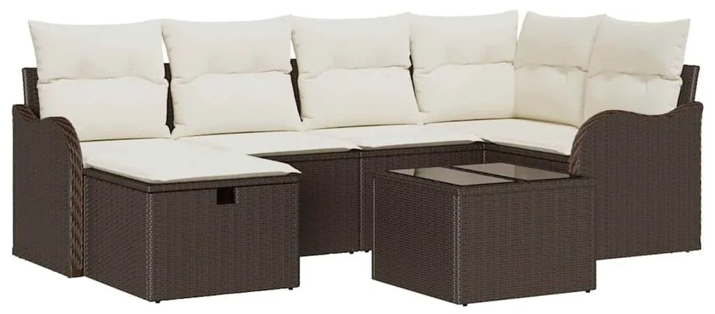 vidaXL Σετ Καναπέ Κήπου 7 pcs Καφέ και κρεμ 232.5 x 122.5 x 85 εκ