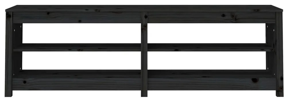 vidaXL Παπουτσοθήκη Μαύρη 160 x 36,5 x 50 εκ. από Μασίφ Ξύλο Πεύκου