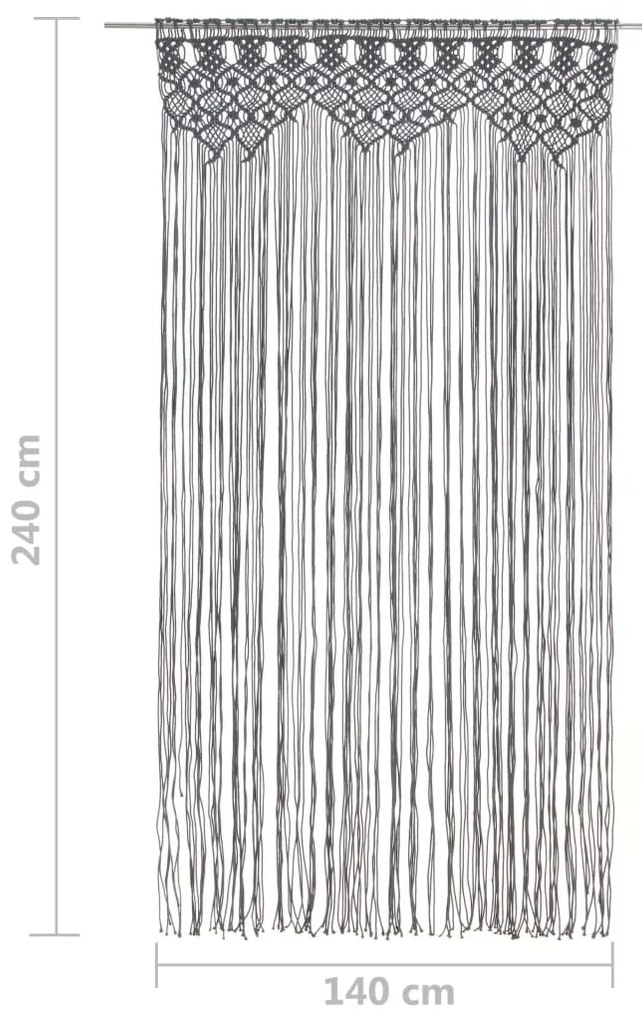 vidaXL Κουρτίνα Μακραμέ Ανθρακί 140 x 240 εκ. Βαμβακερή
