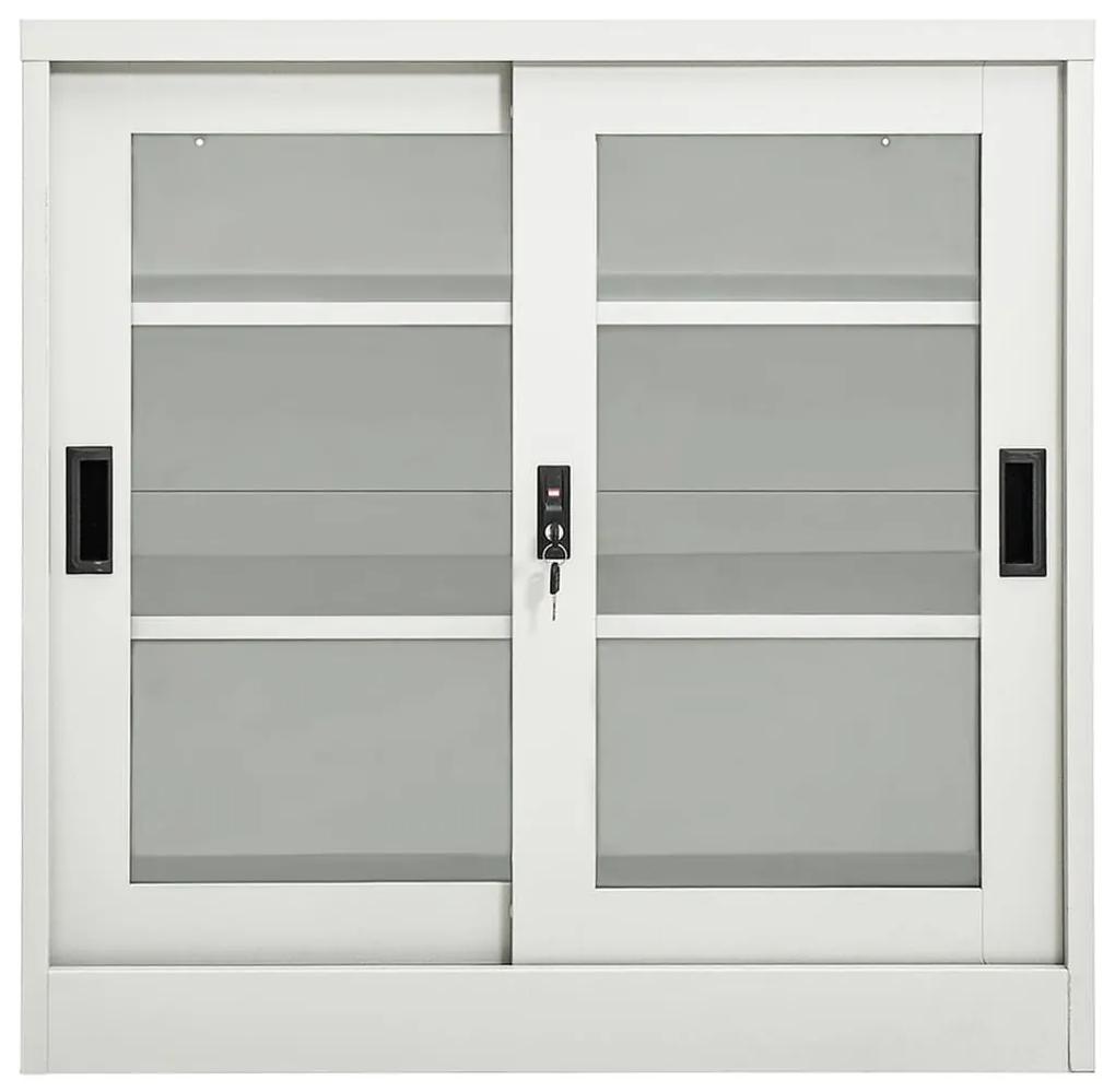 Ντουλάπι με Συρόμενη Πόρτα Ανοιχτό Γκρι 90x40x90 εκ. Ατσάλινο - Γκρι