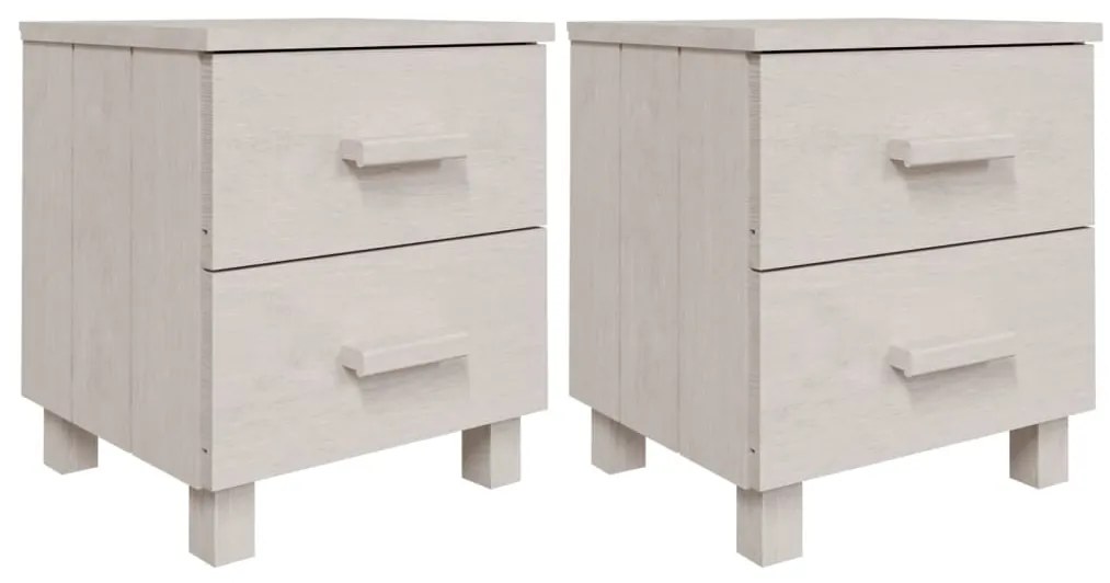 vidaXL Κομοδίνο HAMAR 2 Τεμ. Λευκά 40 x 35 x 44,5εκ. Μασίφ Ξύλο Πεύκου