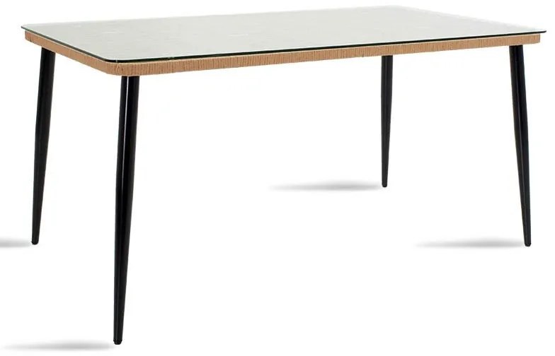 Τραπεζαρία Naoki σετ 7τεμ μέταλλο-μαύρο-pe φυσικό