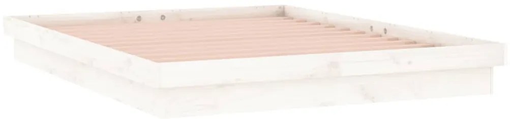 vidaXL Πλαίσιο Κρεβατιού με LED Λευκό 200 x 200 εκ. από Μασίφ Ξύλο