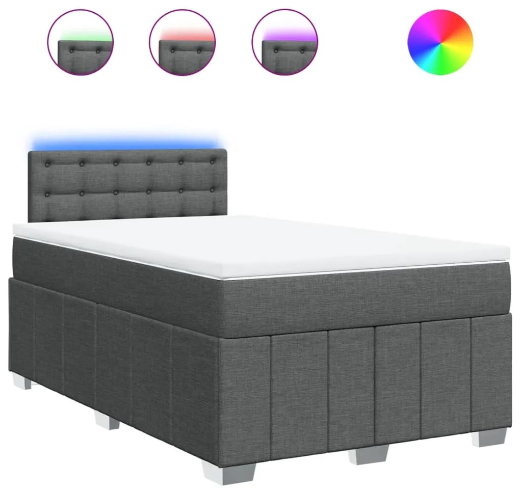 Κρεβάτι Boxspring με Στρώμα Σκούρο Γκρι 120x190 εκ Υφασμάτινο 3289322