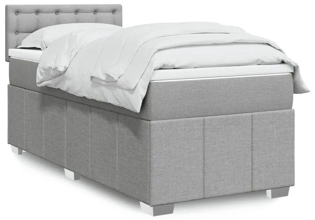 vidaXL Κρεβάτι Boxspring με Στρώμα Ανοιχτό Γκρι 80x200 εκ. Υφασμάτινο