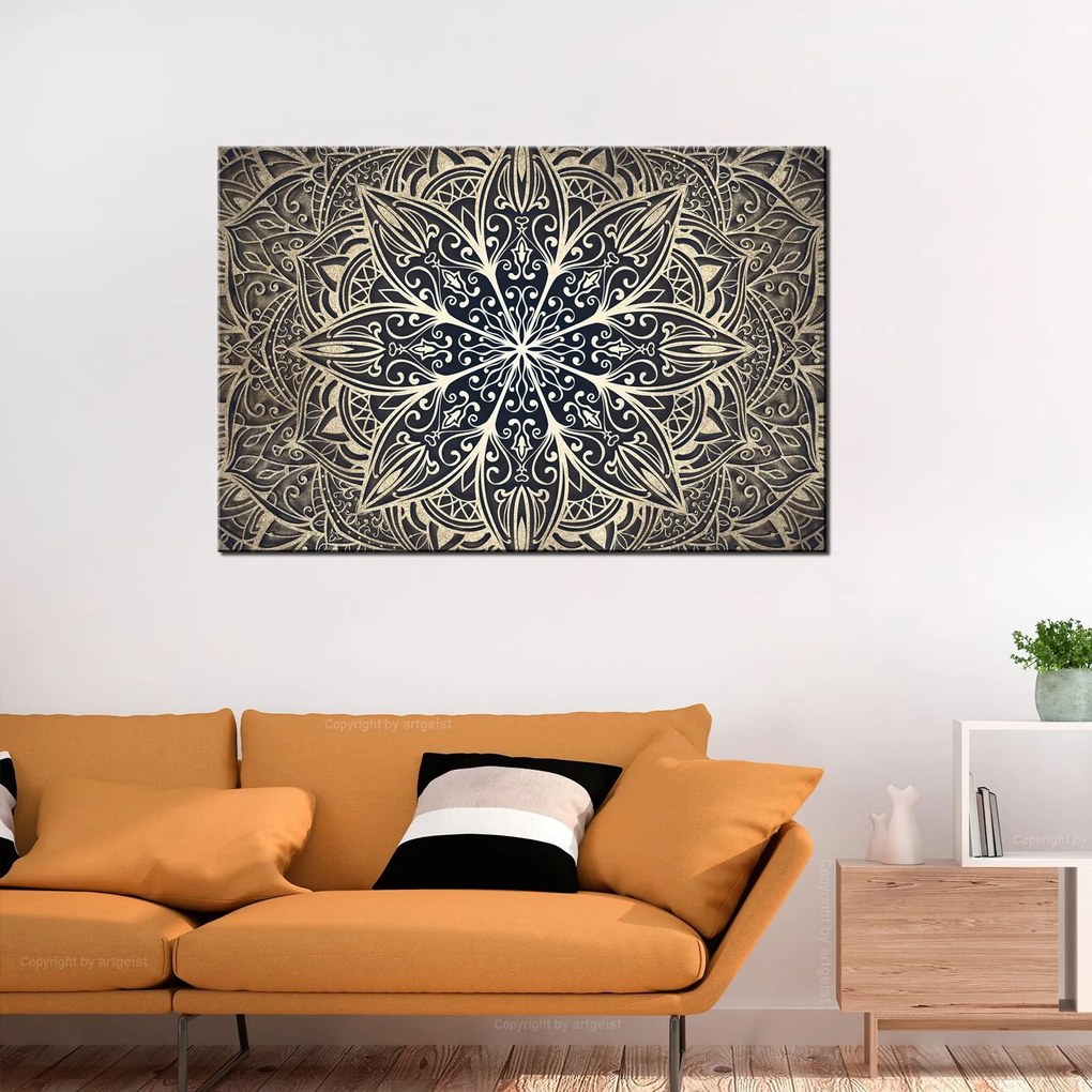 Πίνακας - Oriental Flowers (1 Part) Narrow Brown 90x60