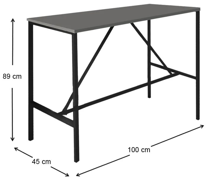 Τραπέζι μπαρ - stand Crego Megapap μεταλλικό - μελαμίνης χρώμα ανθρακί - μαύρο 100x45x89εκ.