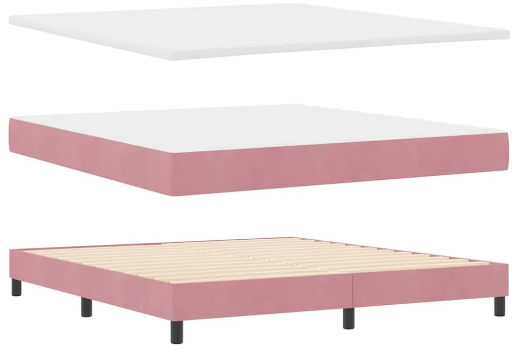 vidaXL Κρεβάτι με ελατήρια με στρώμα Ροζ 180 x 200 cm Βελούδο